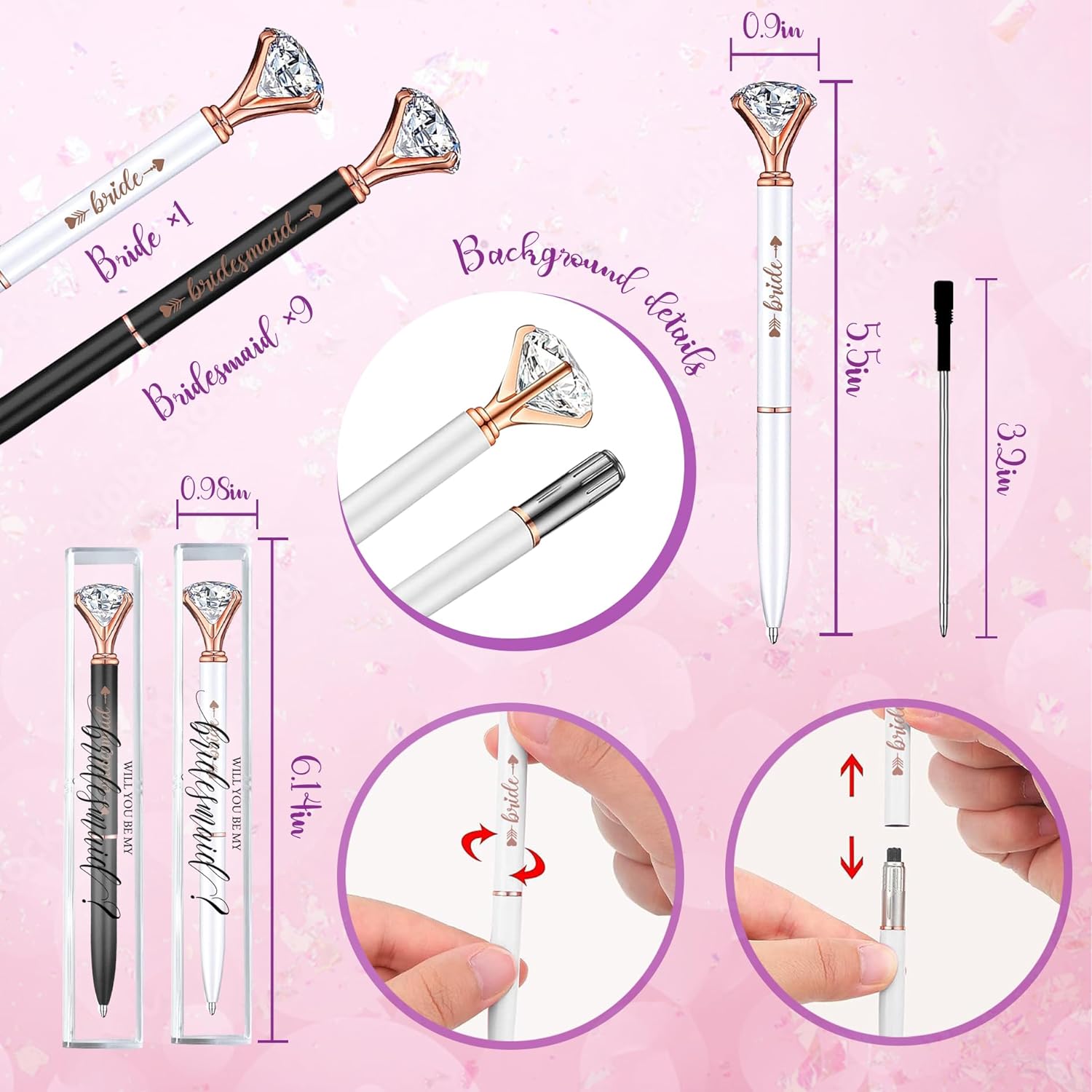 BachPartGifts 10 Pcs Bridal Shower Pens